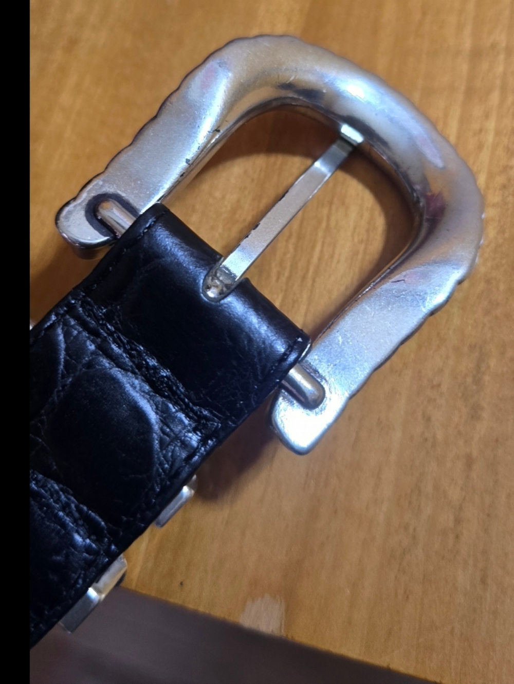 Brighton Leather Belt Croc Alligator Embossed Silver Toned Buckle Black Medium M - Picture 6 of 10